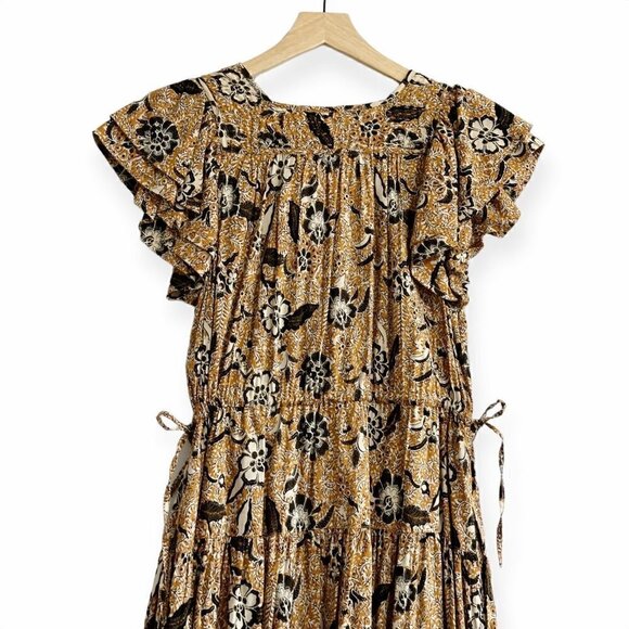 New with tag, ULLA JOHNSON Zuma Printed Tie-front Midi Dress In Amber Size 2 - Picture 6 of 16
